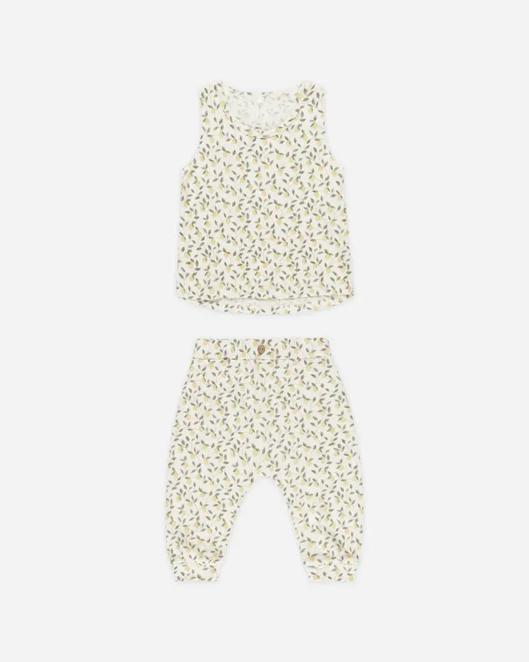 Rylee & Cru Tank and Slouch Pant Set Lemon