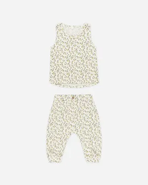 Rylee & Cru Tank and Slouch Pant Set Lemon