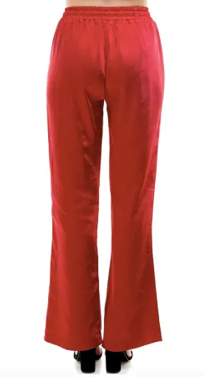 Satin Drawstring Wide Leg Pants