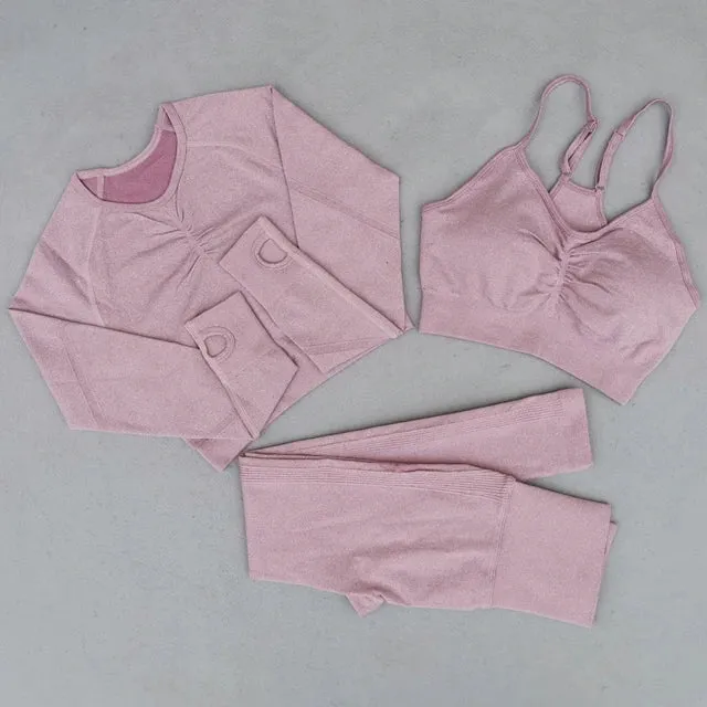 Seamless Yoga Set for Women - High Waist Leggings, Shorts, Sports Bra, and T-shirt Gym Clothing Set