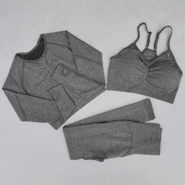 Seamless Yoga Set for Women - High Waist Leggings, Shorts, Sports Bra, and T-shirt Gym Clothing Set