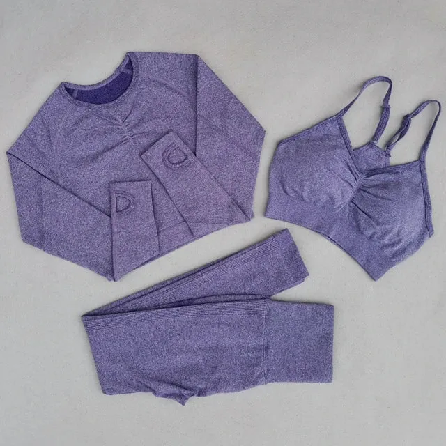 Seamless Yoga Set for Women - High Waist Leggings, Shorts, Sports Bra, and T-shirt Gym Clothing Set