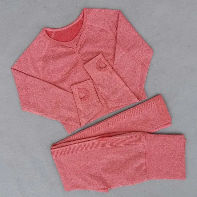 Seamless Yoga Set for Women - High Waist Leggings, Shorts, Sports Bra, and T-shirt Gym Clothing Set