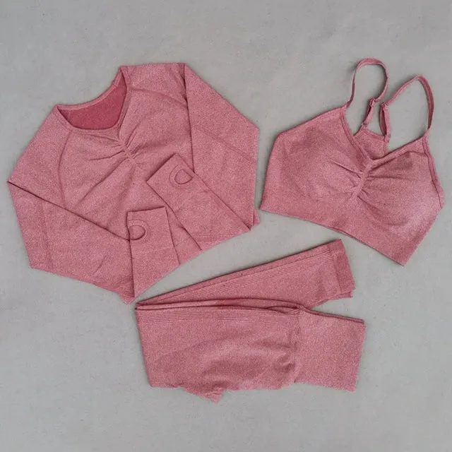 Seamless Yoga Set for Women - High Waist Leggings, Shorts, Sports Bra, and T-shirt Gym Clothing Set