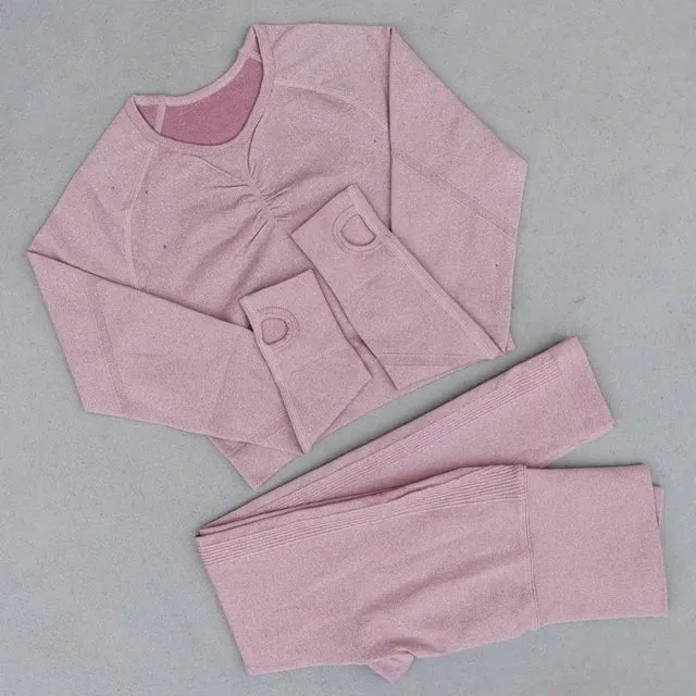 Seamless Yoga Set for Women - High Waist Leggings, Shorts, Sports Bra, and T-shirt Gym Clothing Set
