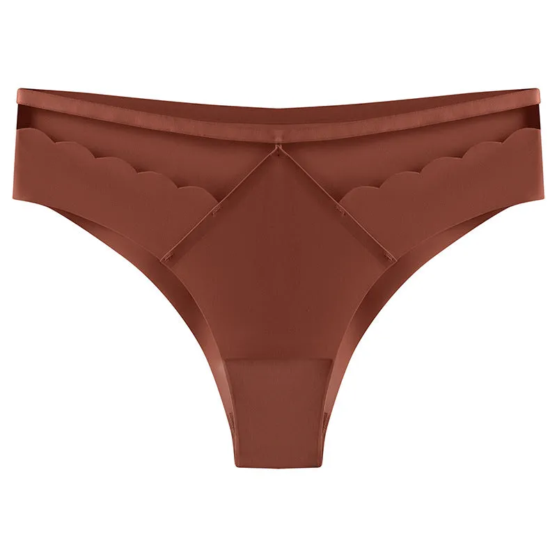 Sexy Ice Silk Lift Hip Low Waist Panties No Trace Invisible Sports Triangle Pants