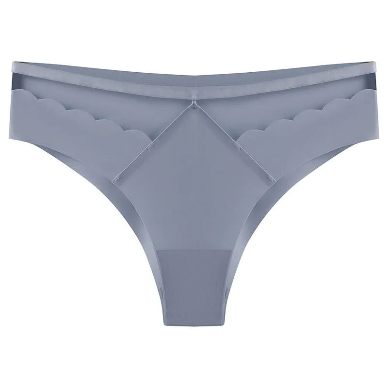Sexy Ice Silk Lift Hip Low Waist Panties No Trace Invisible Sports Triangle Pants