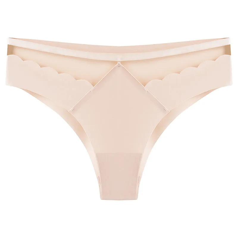 Sexy Ice Silk Lift Hip Low Waist Panties No Trace Invisible Sports Triangle Pants