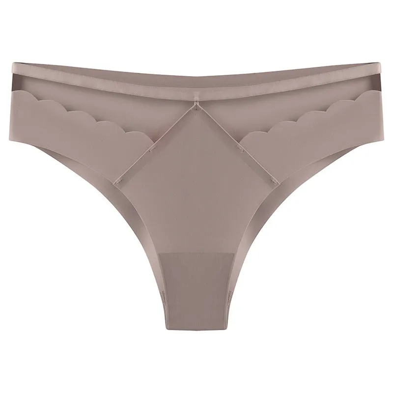 Sexy Ice Silk Lift Hip Low Waist Panties No Trace Invisible Sports Triangle Pants