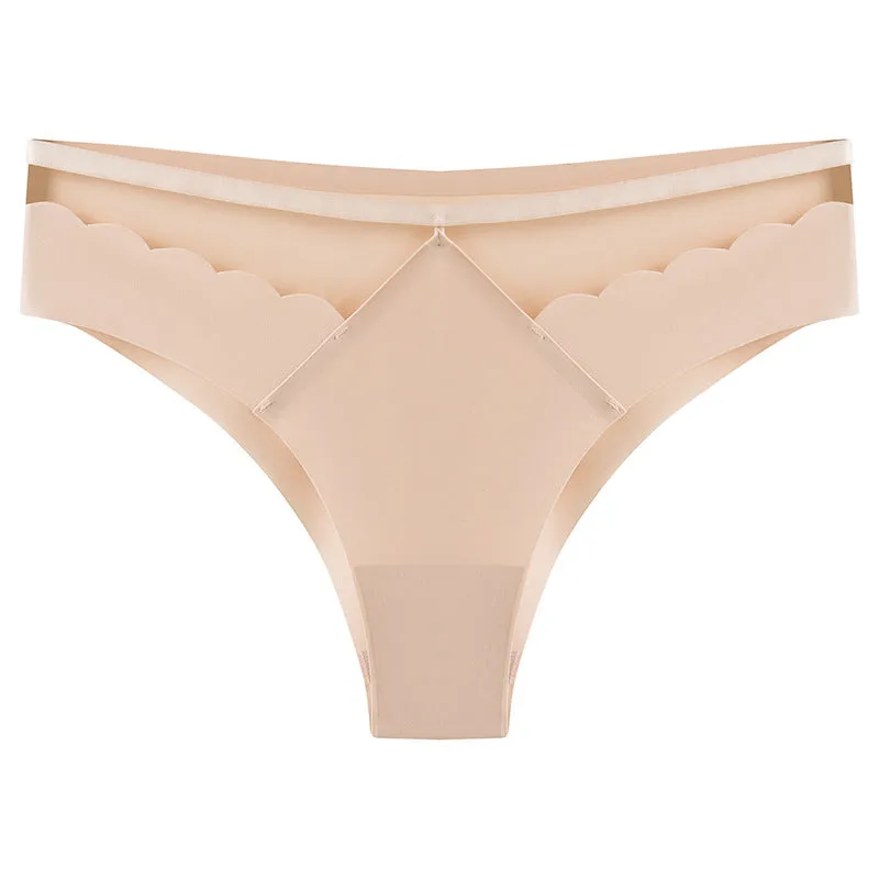 Sexy Ice Silk Lift Hip Low Waist Panties No Trace Invisible Sports Triangle Pants