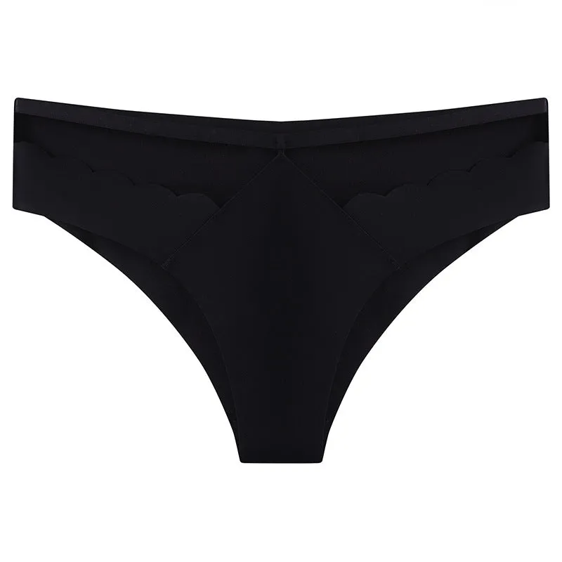 Sexy Ice Silk Lift Hip Low Waist Panties No Trace Invisible Sports Triangle Pants