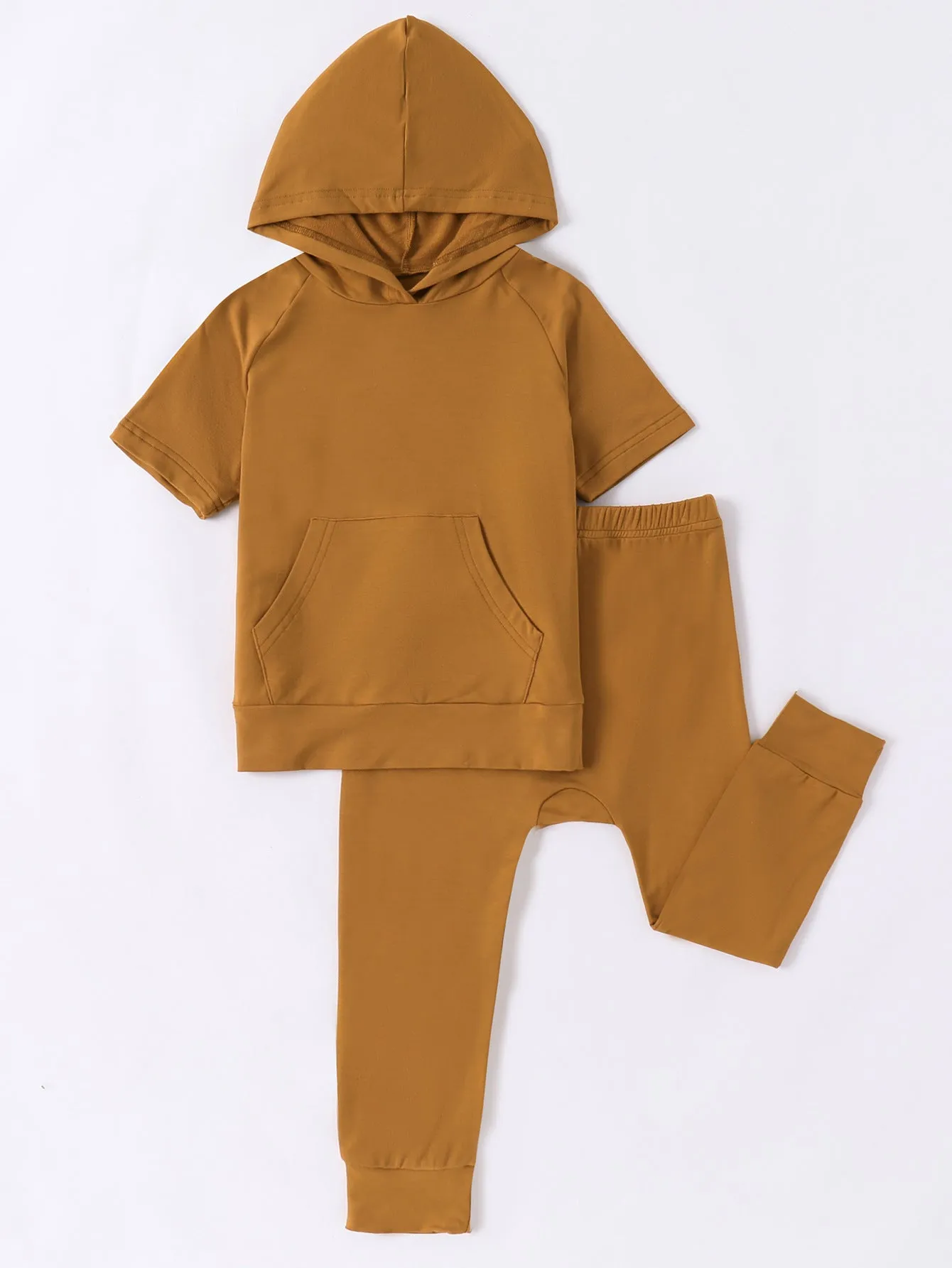 Short Sleeve Hooded Sweater Trousers Casual Outdoor Two-piece Suit