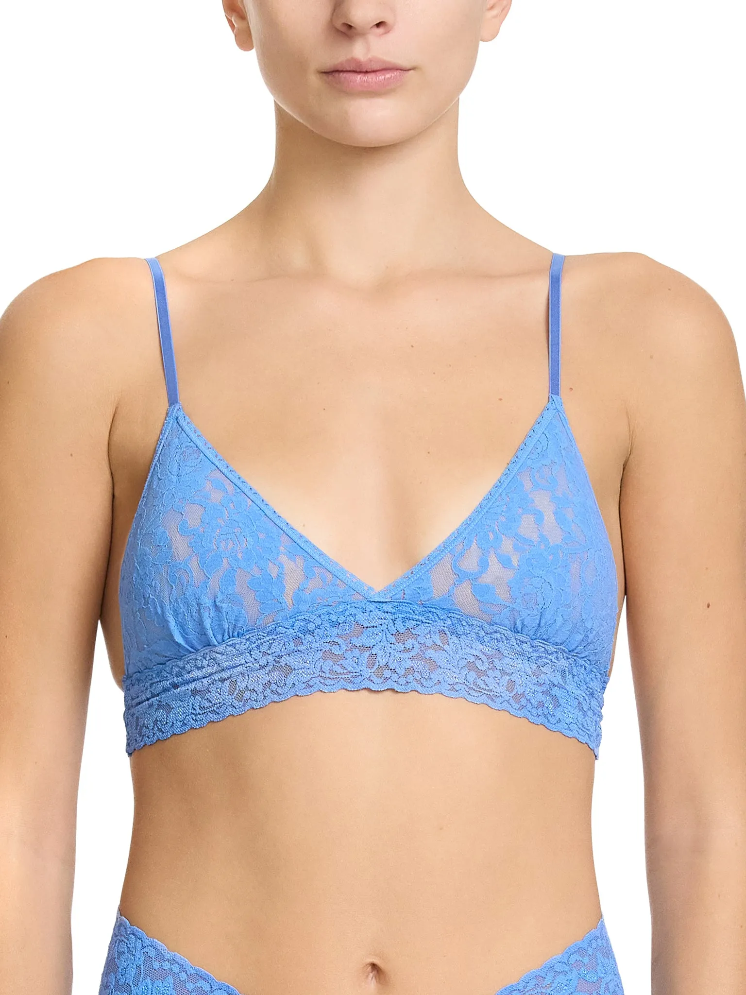 Signature Lace® Padded Triangle Bralette Take The Plunge Blue