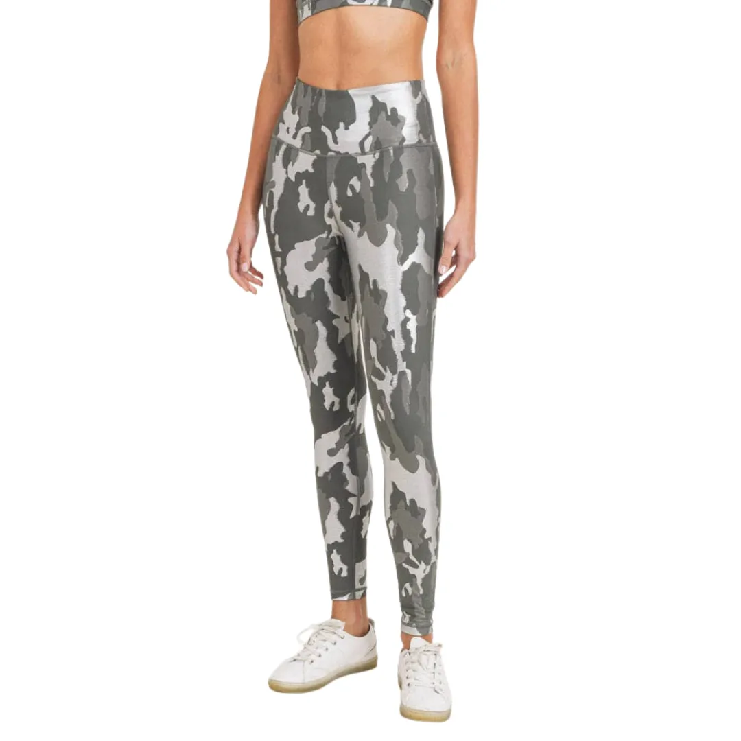 Silver Foil Camo High-waist Leggings