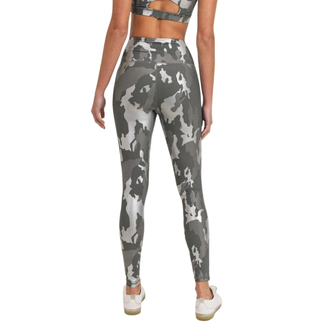 Silver Foil Camo High-waist Leggings