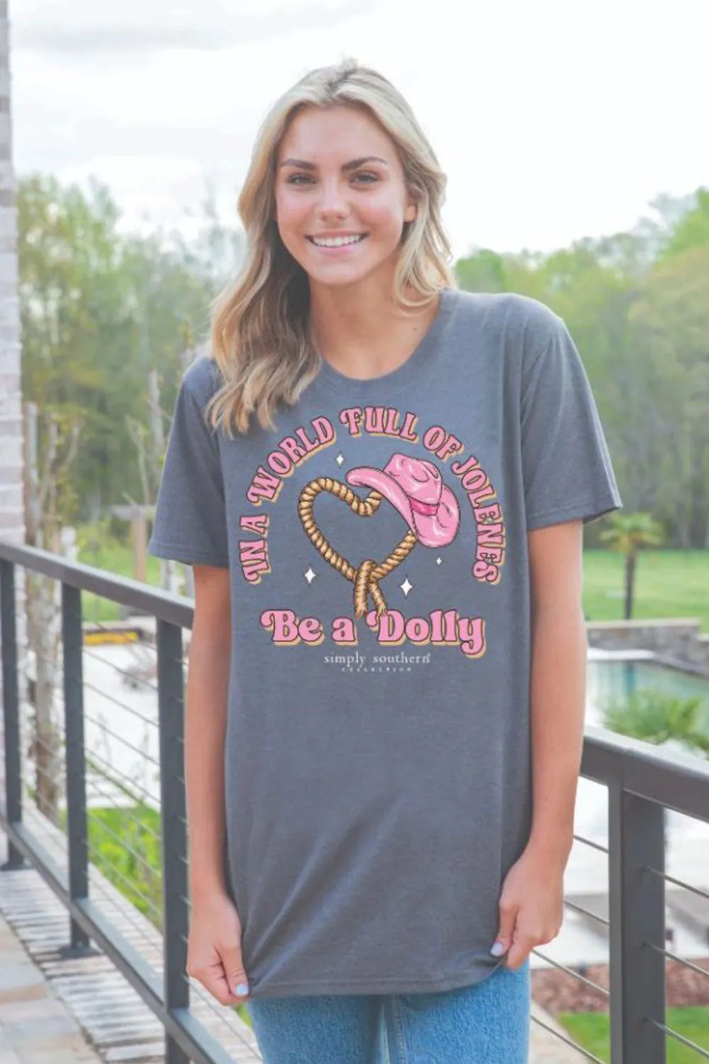 Simply Southern Be A Dolly T-Shirt for Women in Iron Heather | SS-WORLD-IRONHTHR