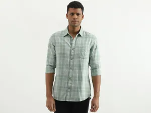 Slim Fit Spread Collar Checked Shirt