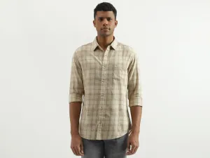Slim Fit Spread Collar Checked Shirt