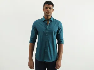 Slim Fit Spread Collar Solid Shirt