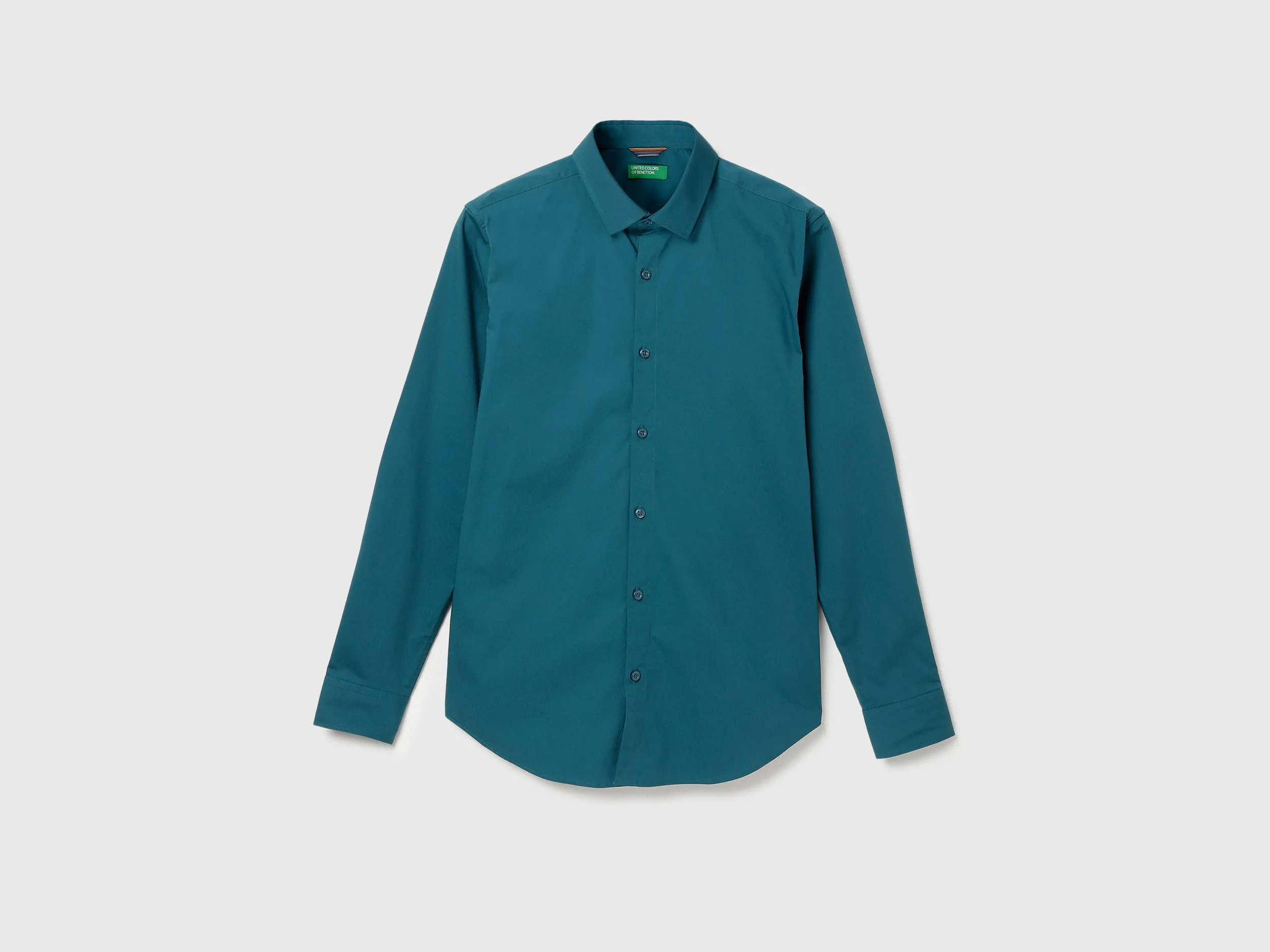 Slim Fit Spread Collar Solid Shirt