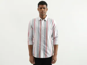 Slim Fit Spread Collar Striped Shirt