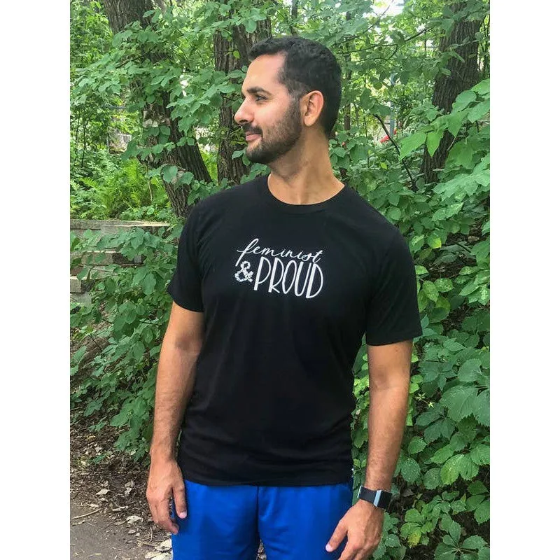 [SM-2X] Fair Trade Feminist and Proud Tee Tapered Women's Cut in Black Supersoft Organic Cotton