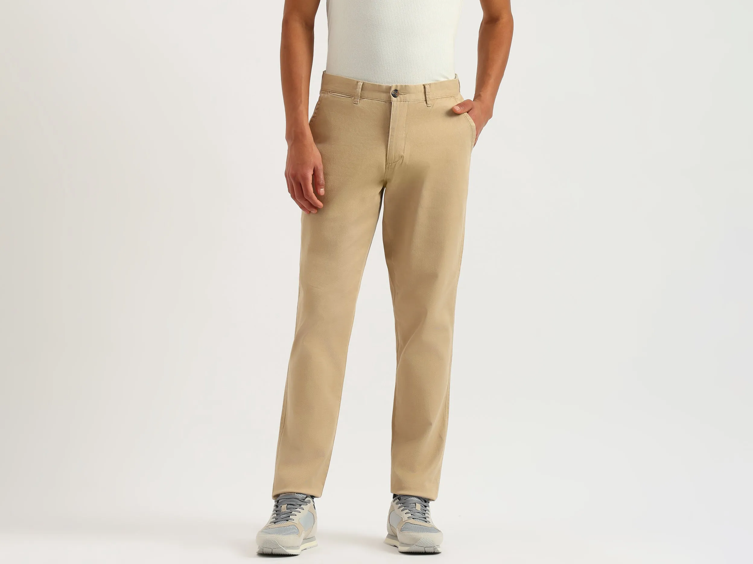 Solid Slim Fit Chinos Trousers
