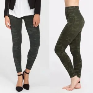 Spanx Look At Me Now Green Camo Leggings