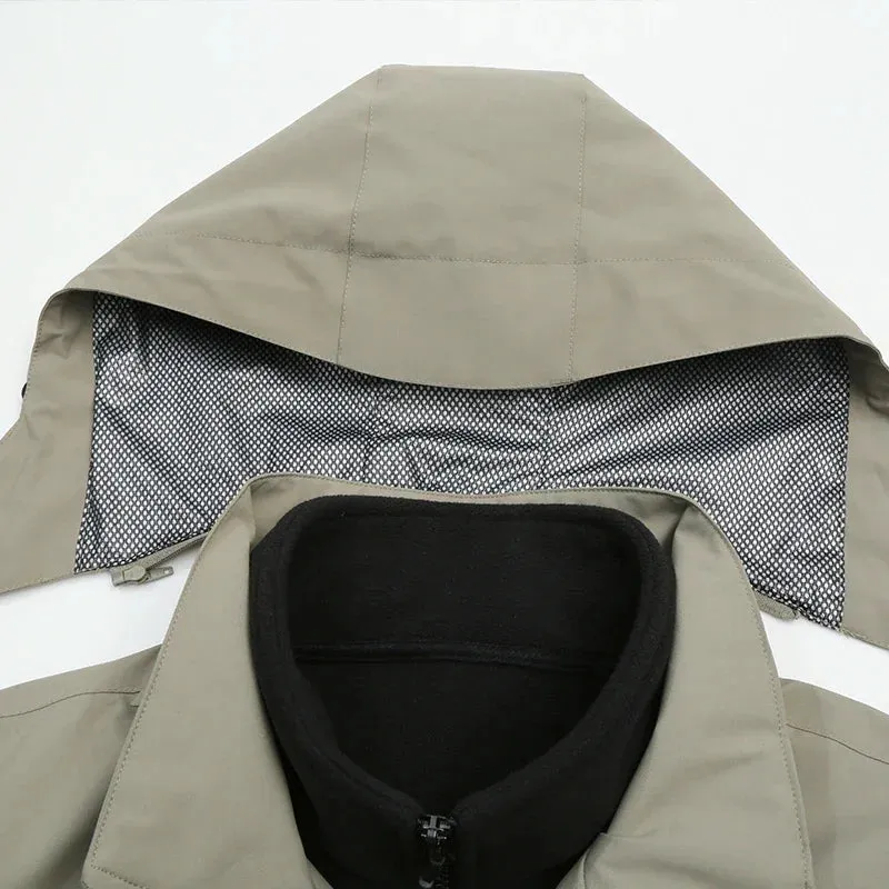 Spring Men's Mountaineering Jacket Outdoor Waterproof and Durable Multi Pocket Hunting Coat Simple Retro Men's Work Jacket M-6XL