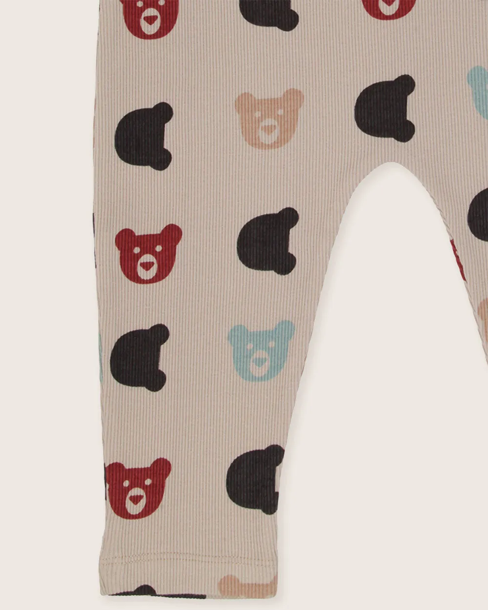 Stone Smiling Bear Print Dungarees