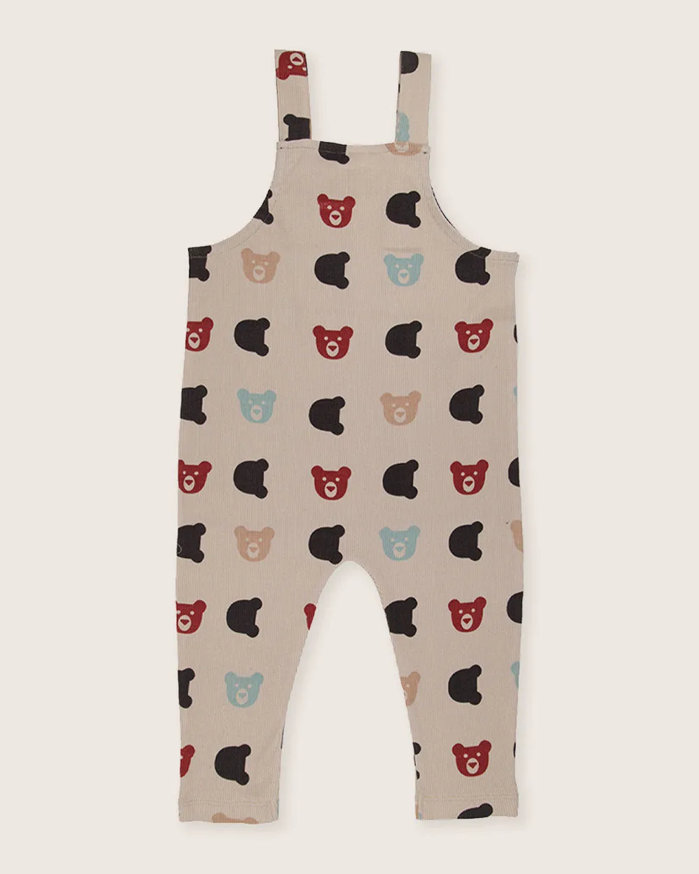 Stone Smiling Bear Print Dungarees