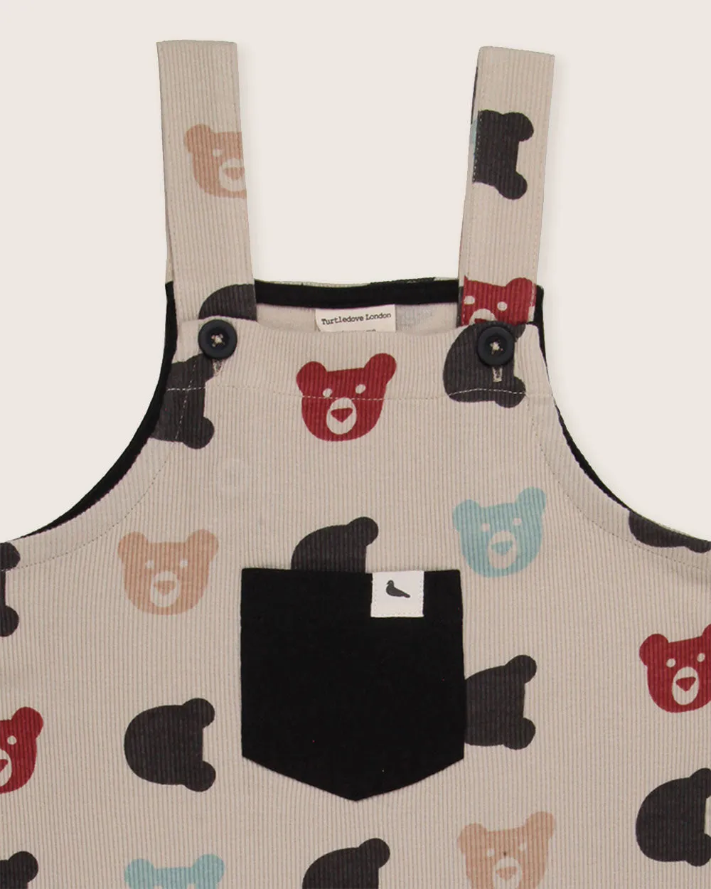 Stone Smiling Bear Print Dungarees