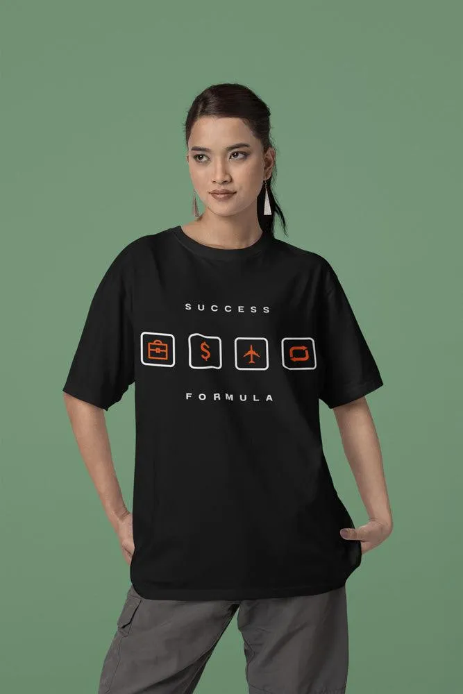 SUCCESS FORMULA - Unisex Oversized Cotton Graphic Printed T-Shirt
