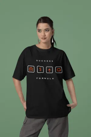 SUCCESS FORMULA - Unisex Oversized Cotton Graphic Printed T-Shirt