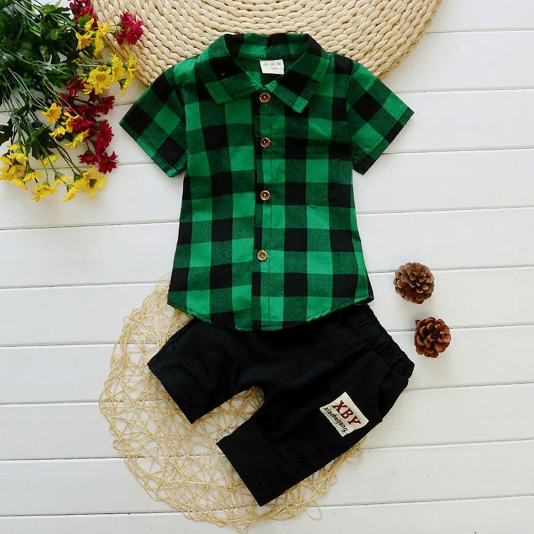 Summer New Children's Clothing Baby Suit Shirt Short Sleeve Two-piece Suit