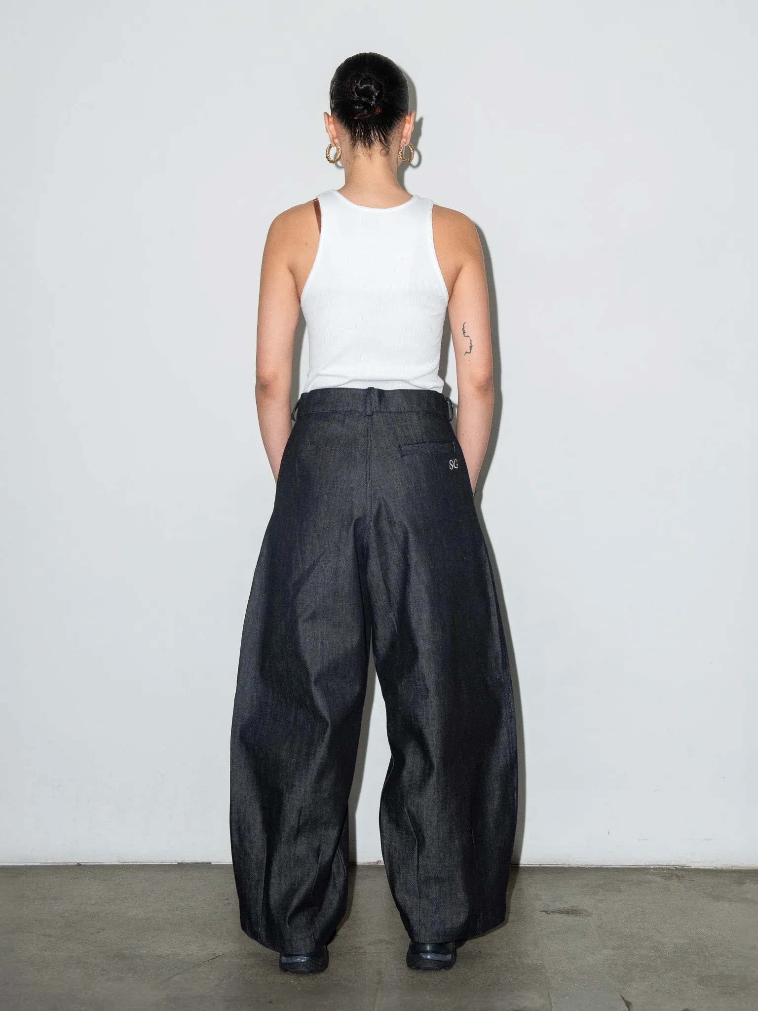 SUPER WIDE PANTS IN RAW DENIM