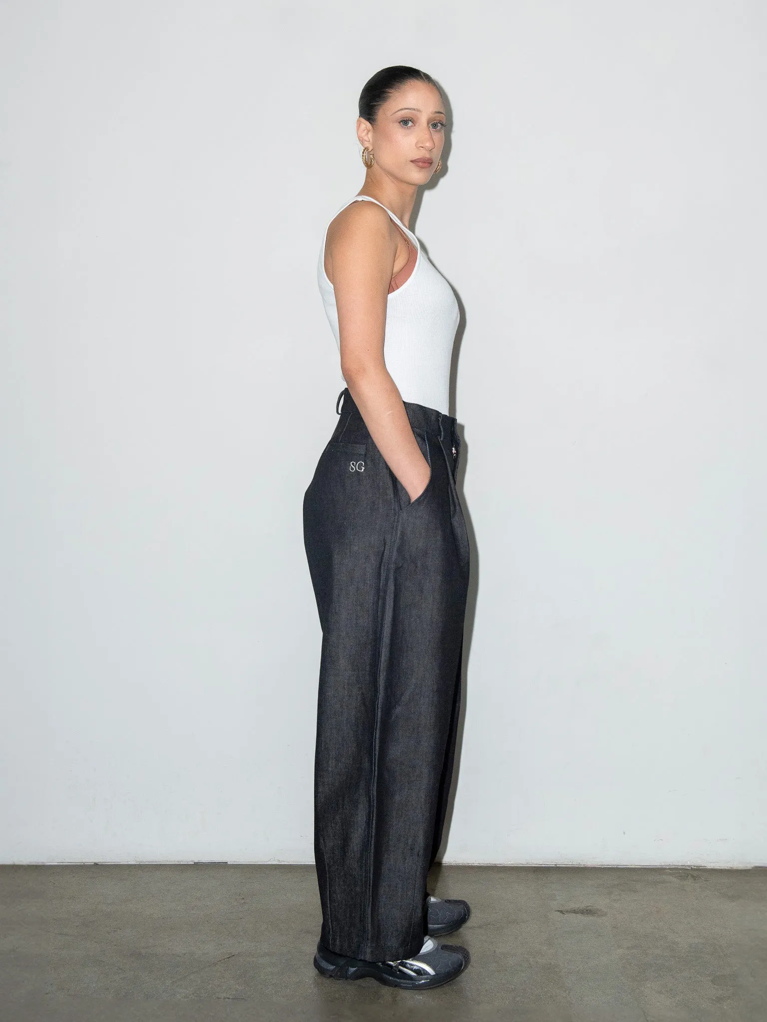 SUPER WIDE PANTS IN RAW DENIM
