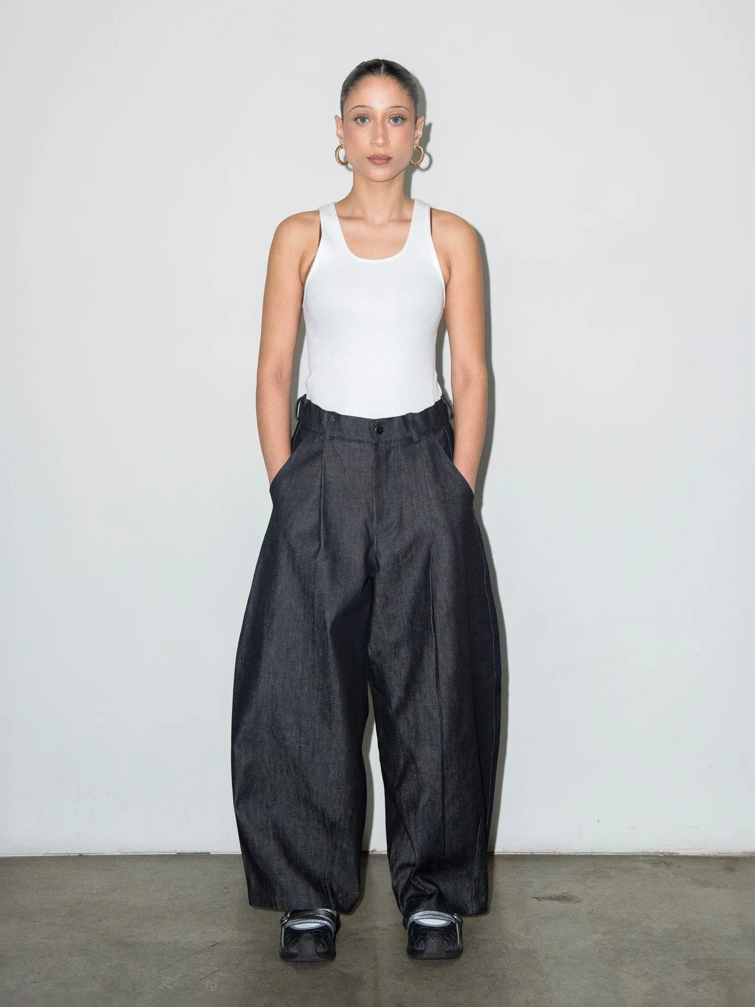 SUPER WIDE PANTS IN RAW DENIM