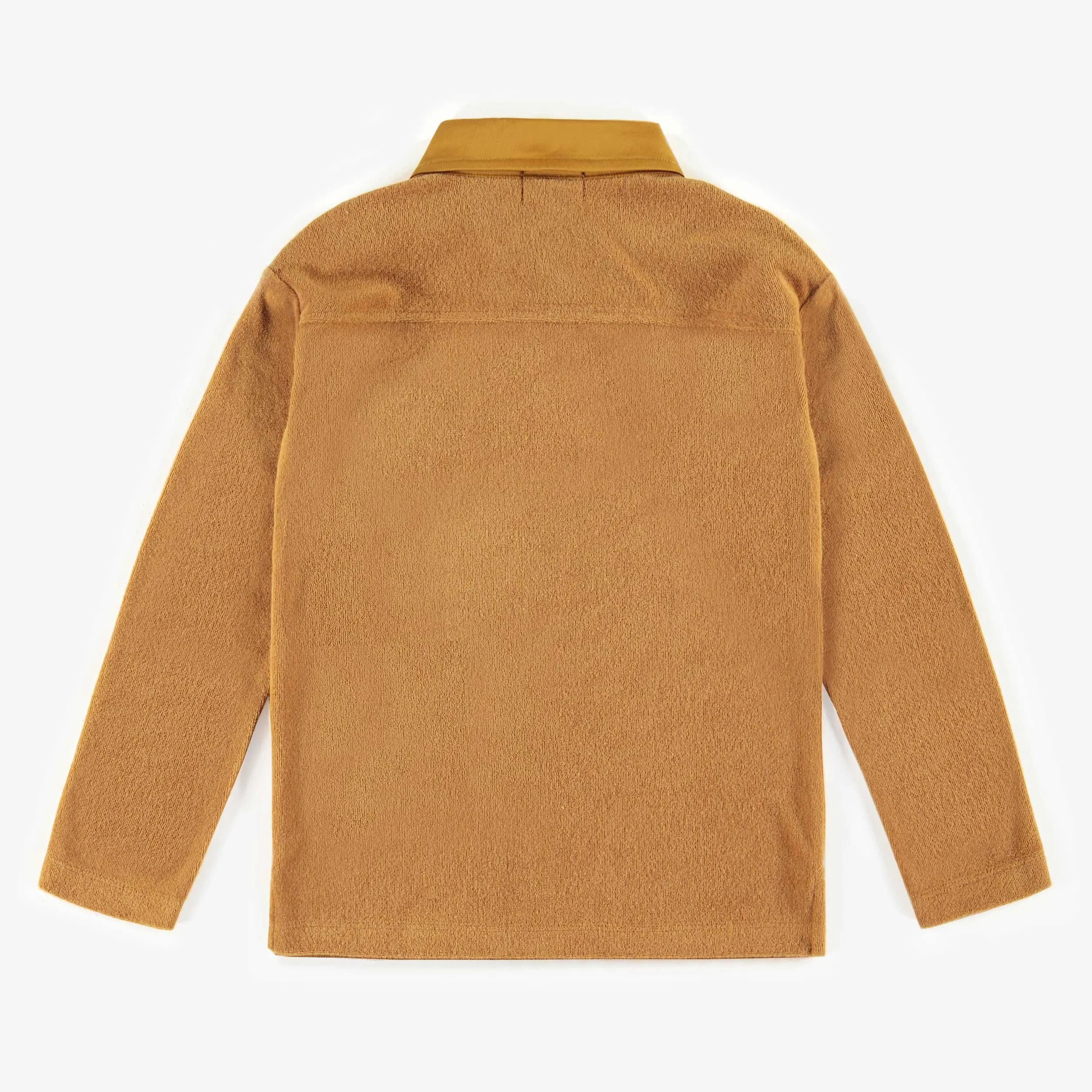 T-shirt caramel à col polo en ratine, enfant || Caramel polo neck t-shirt with terry cloth, child