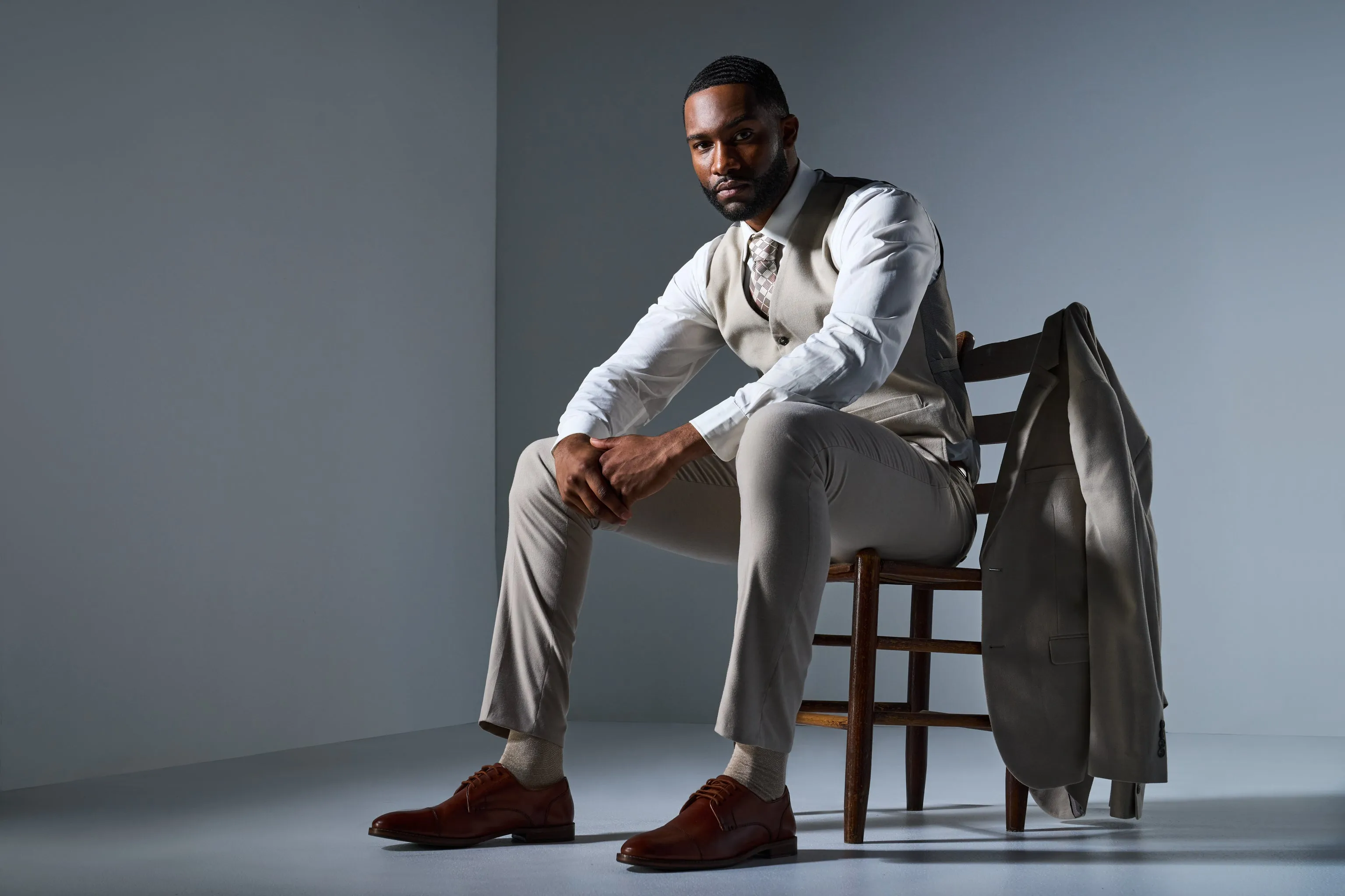 Tan Flannel 3 Piece Suit