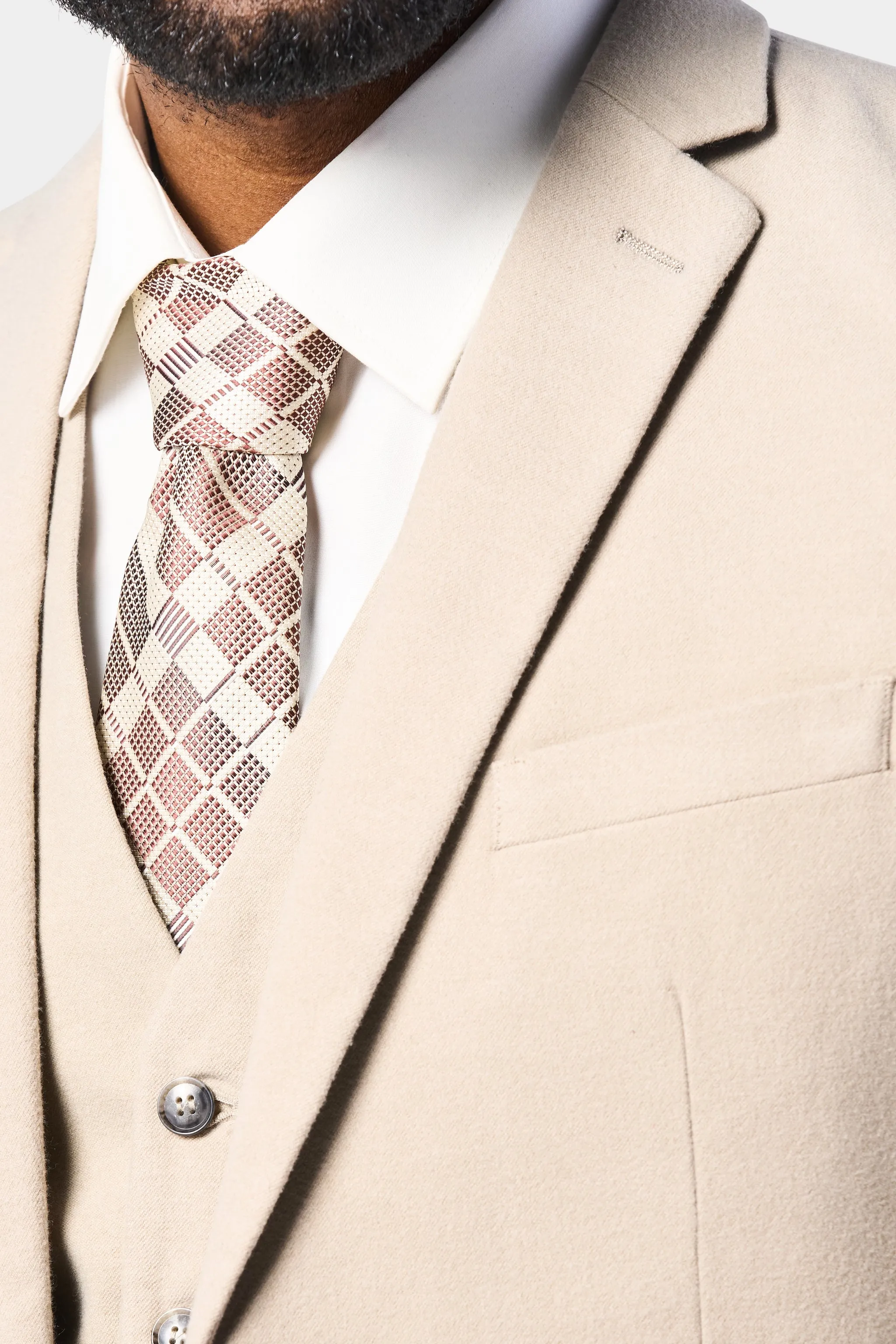 Tan Flannel 3 Piece Suit