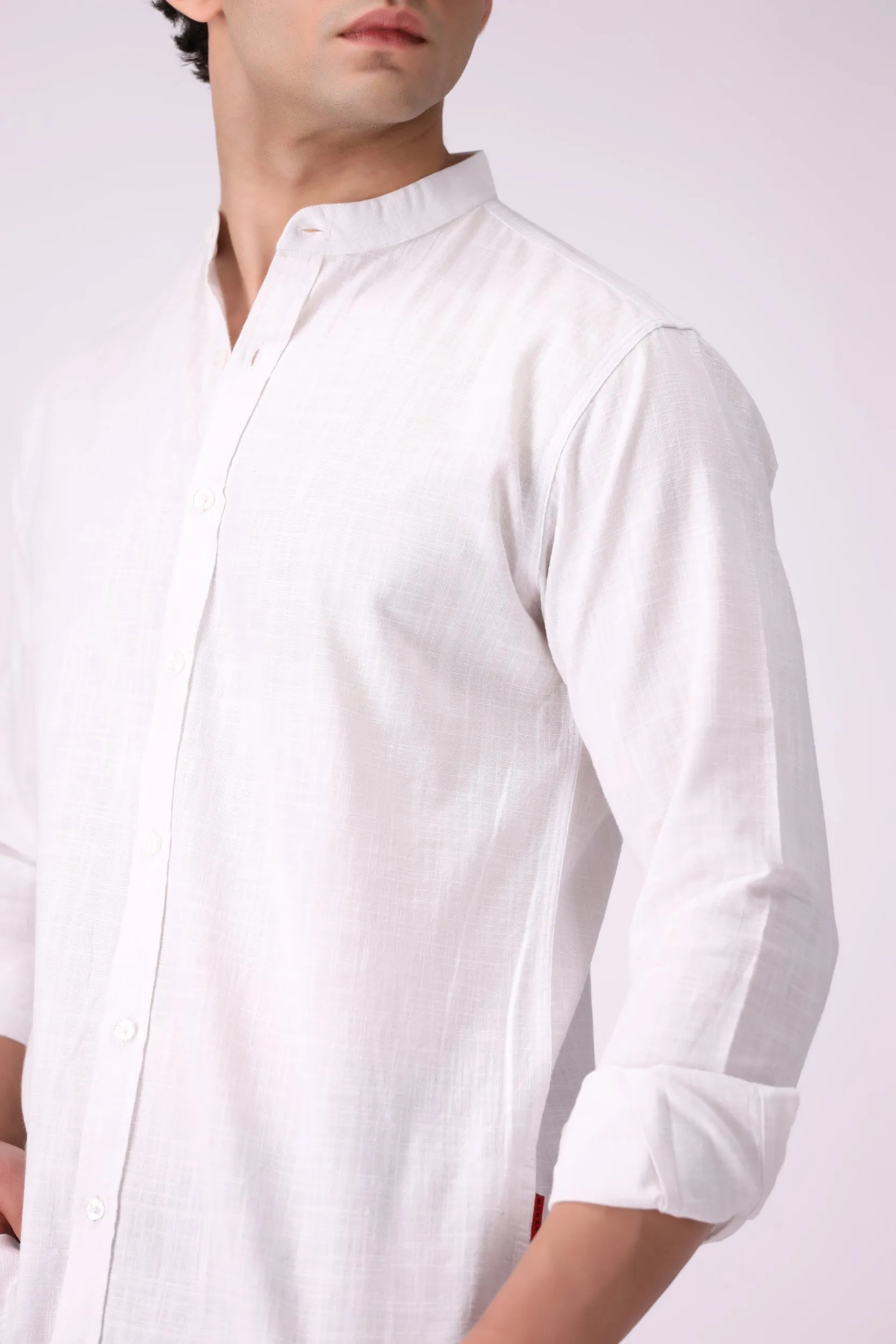 Textured White Casual Shirt