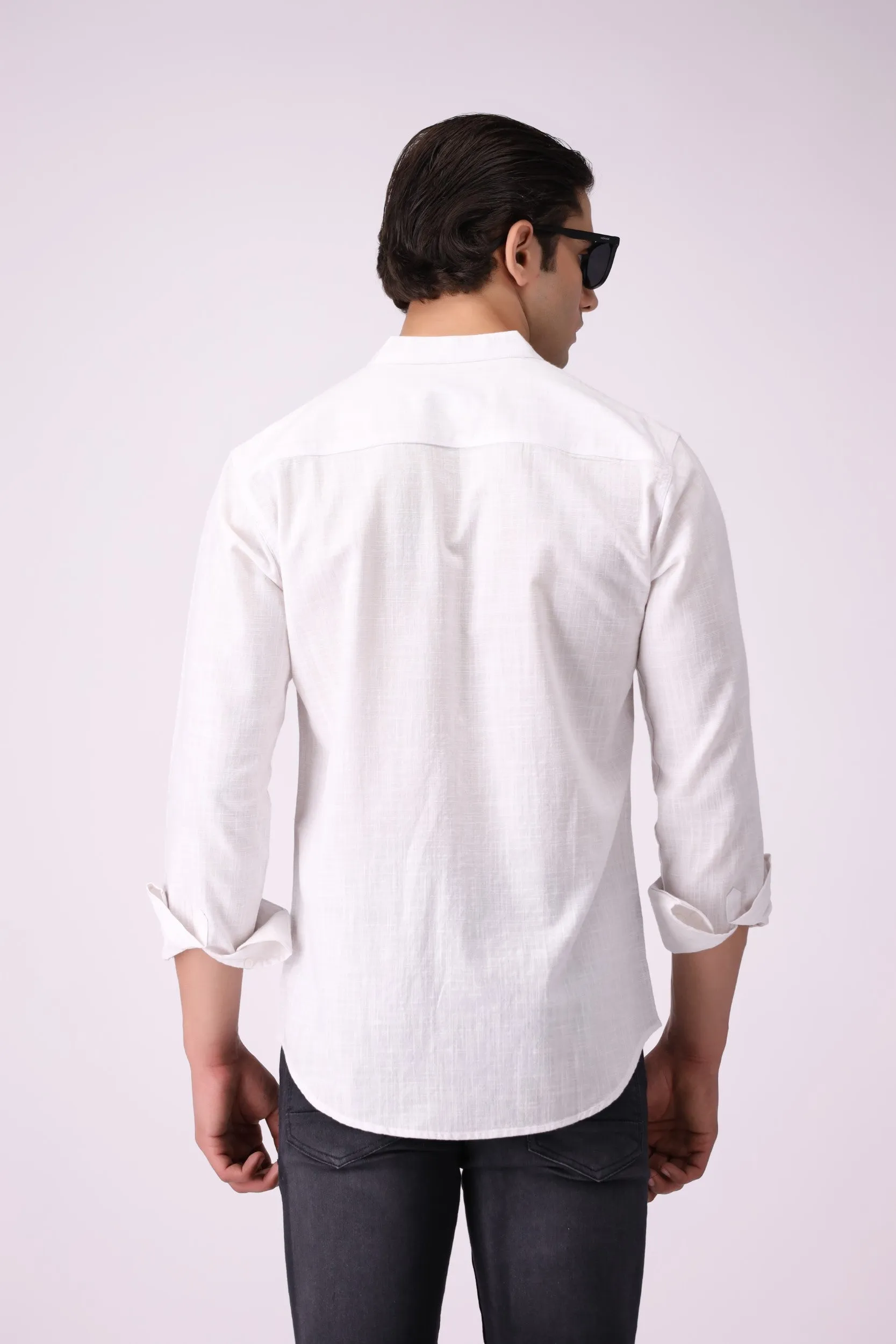 Textured White Casual Shirt