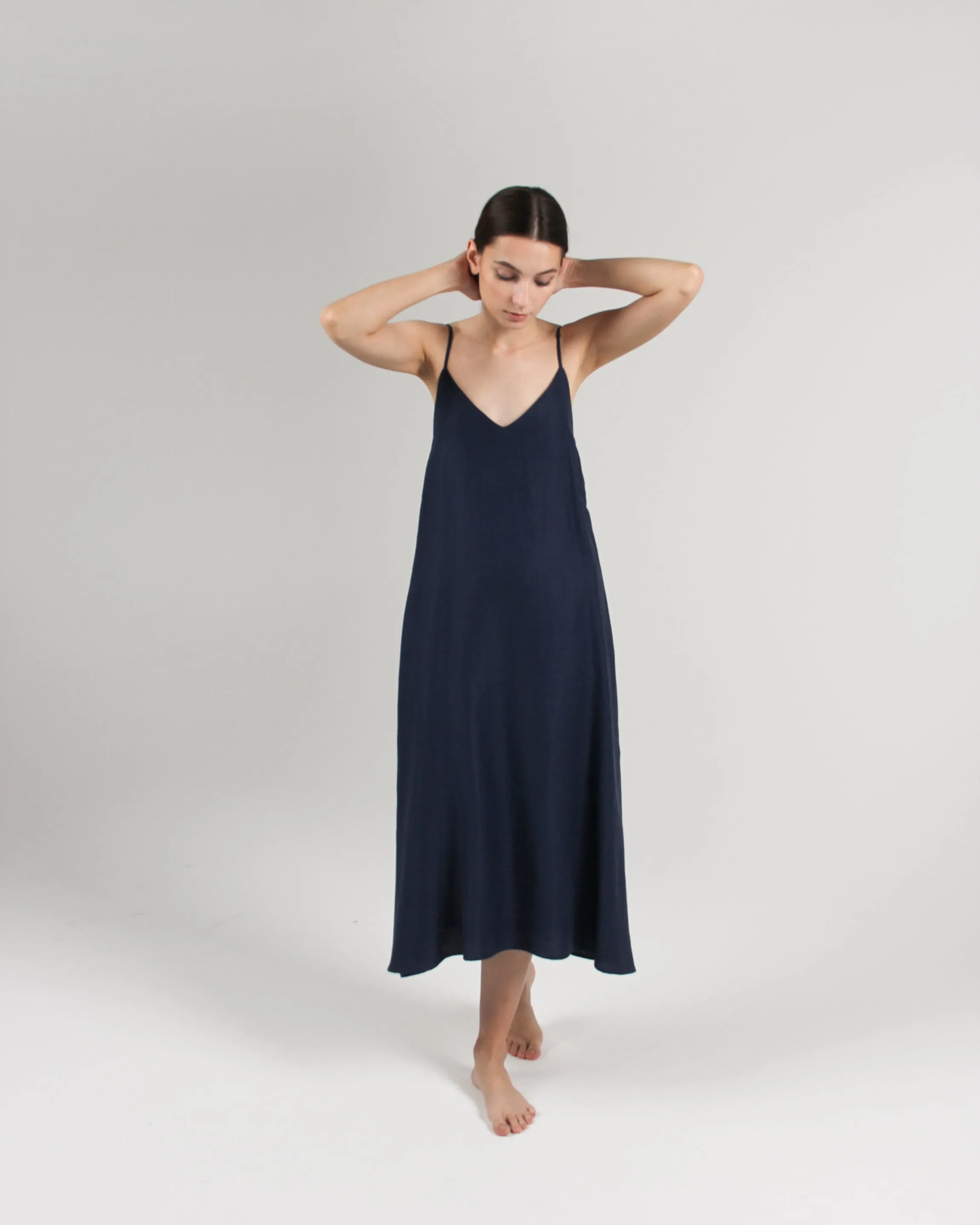 The Cala Slip Dress in Navy
