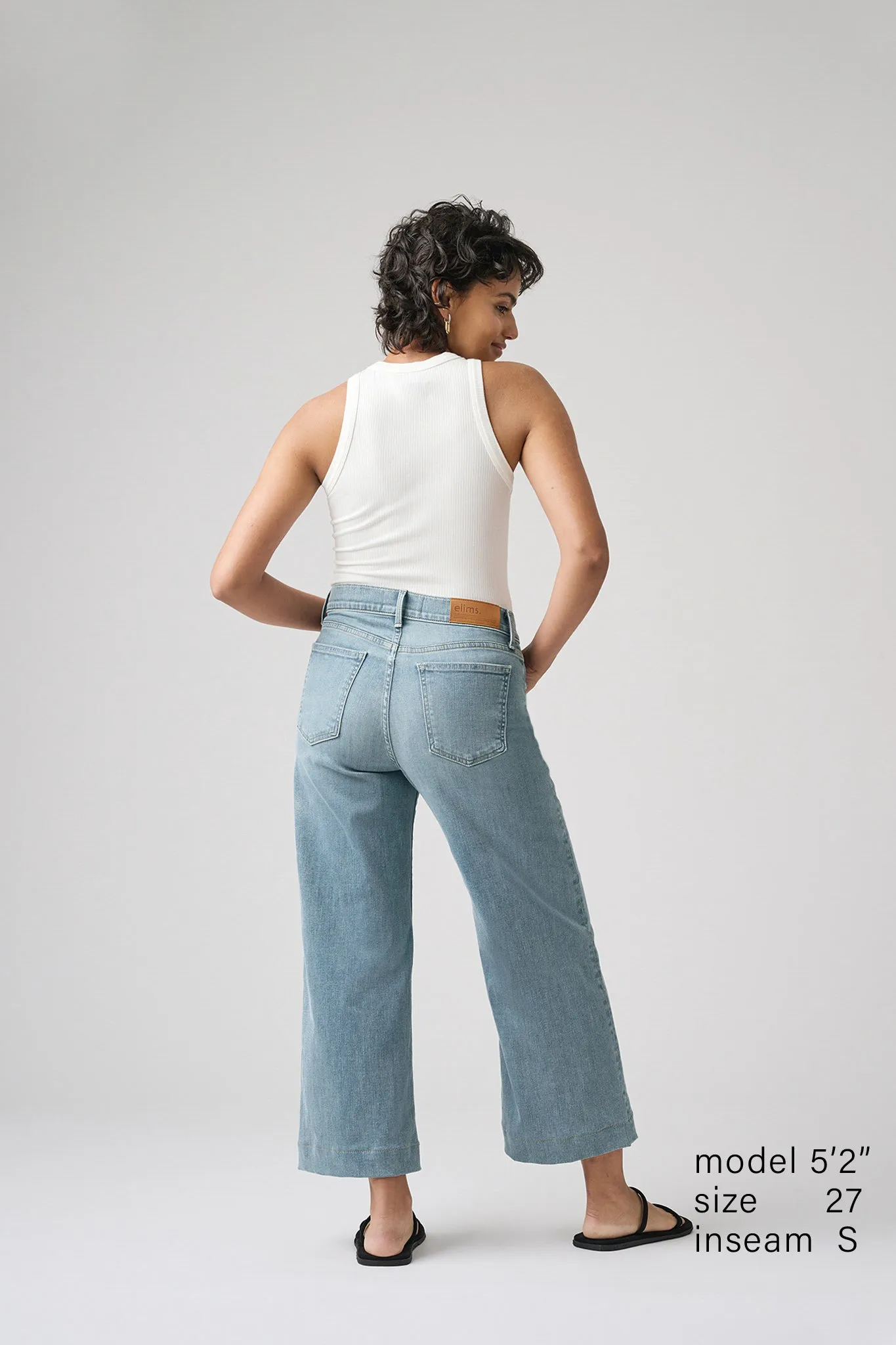 The Malibu Wide Denim Cropped  |  Pebble