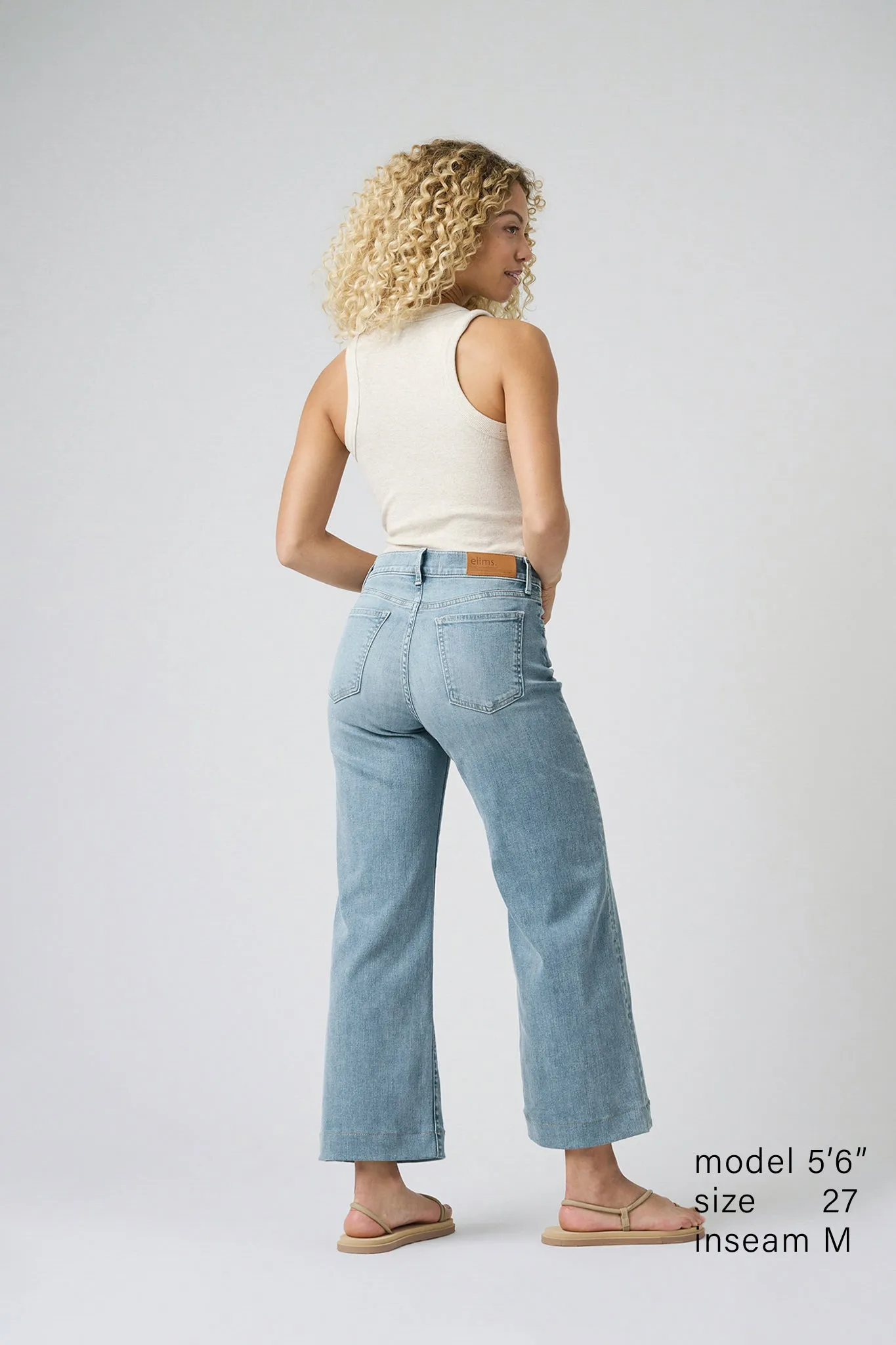 The Malibu Wide Denim Cropped  |  Pebble