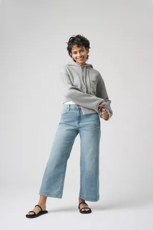 The Malibu Wide Denim Cropped  |  Pebble