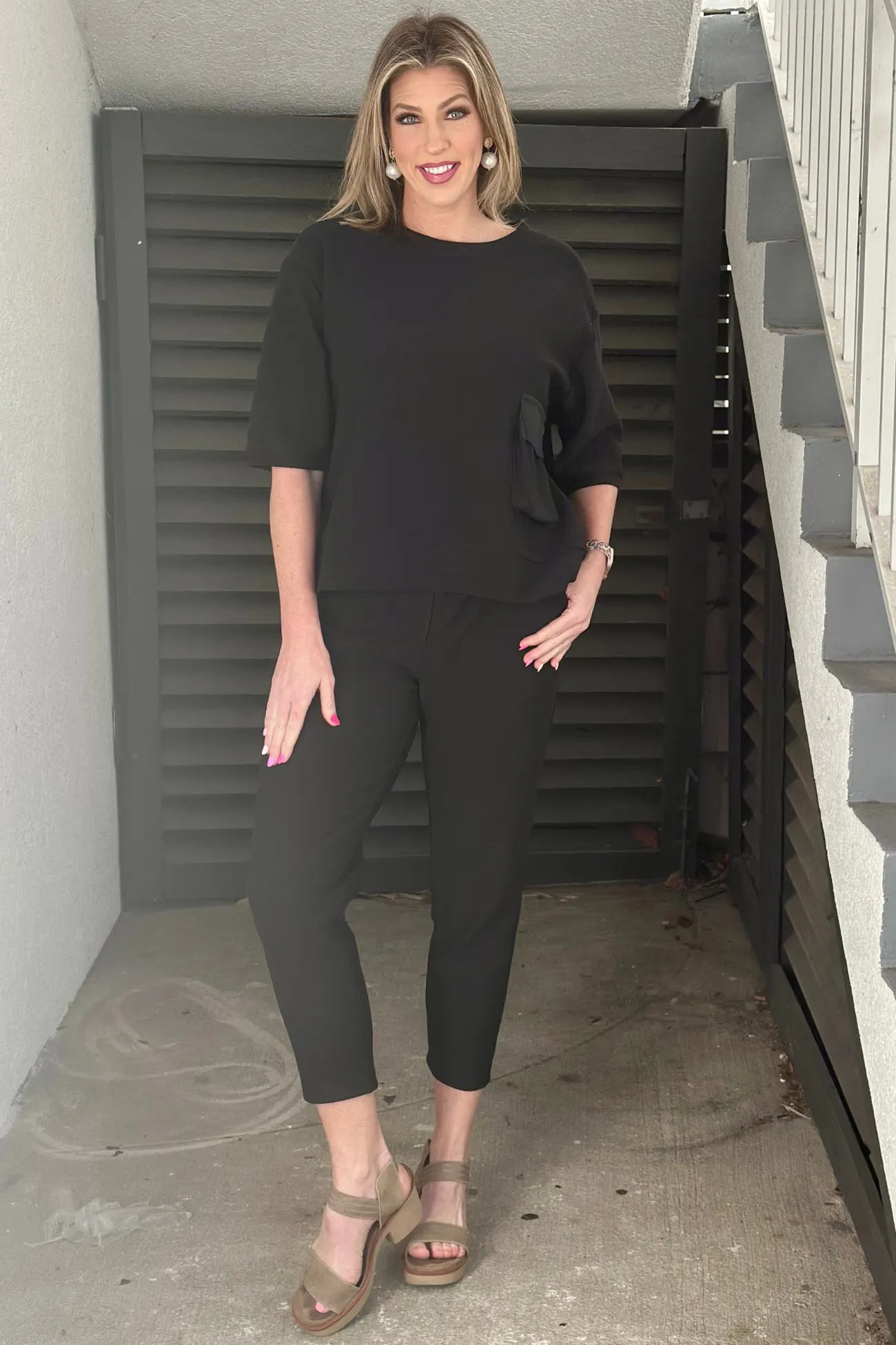 The Saint Johns Black Crepe Knit Pant