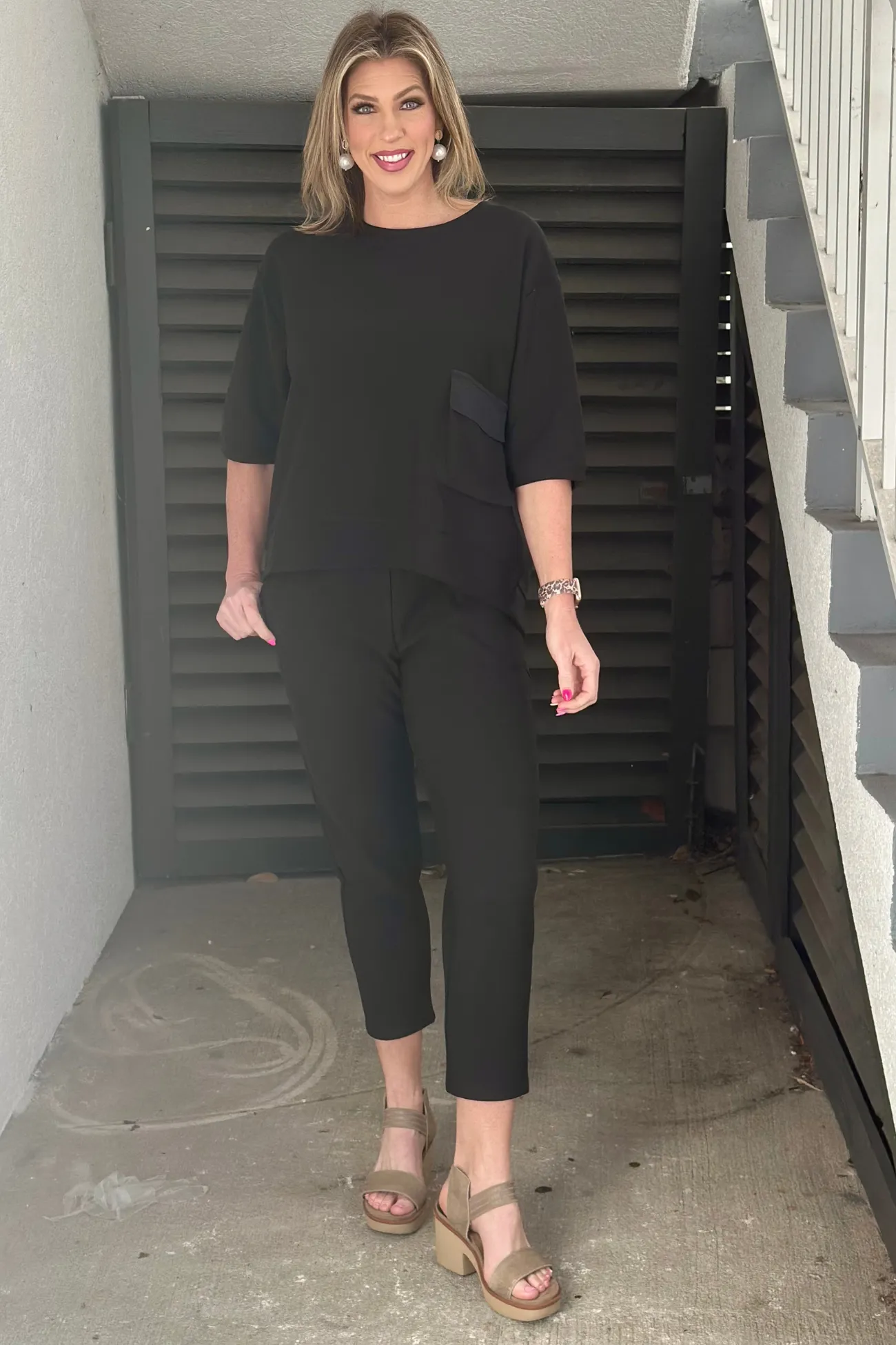 The Saint Johns Black Crepe Knit Pant