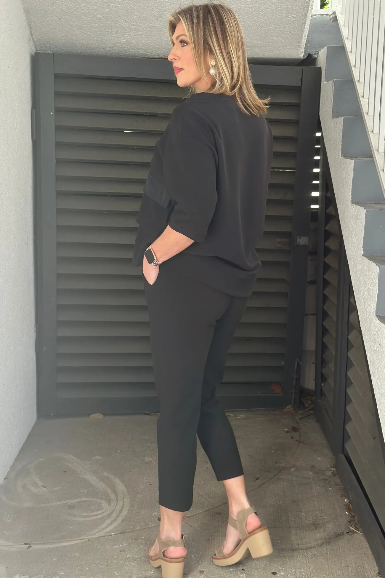 The Saint Johns Black Crepe Knit Pant